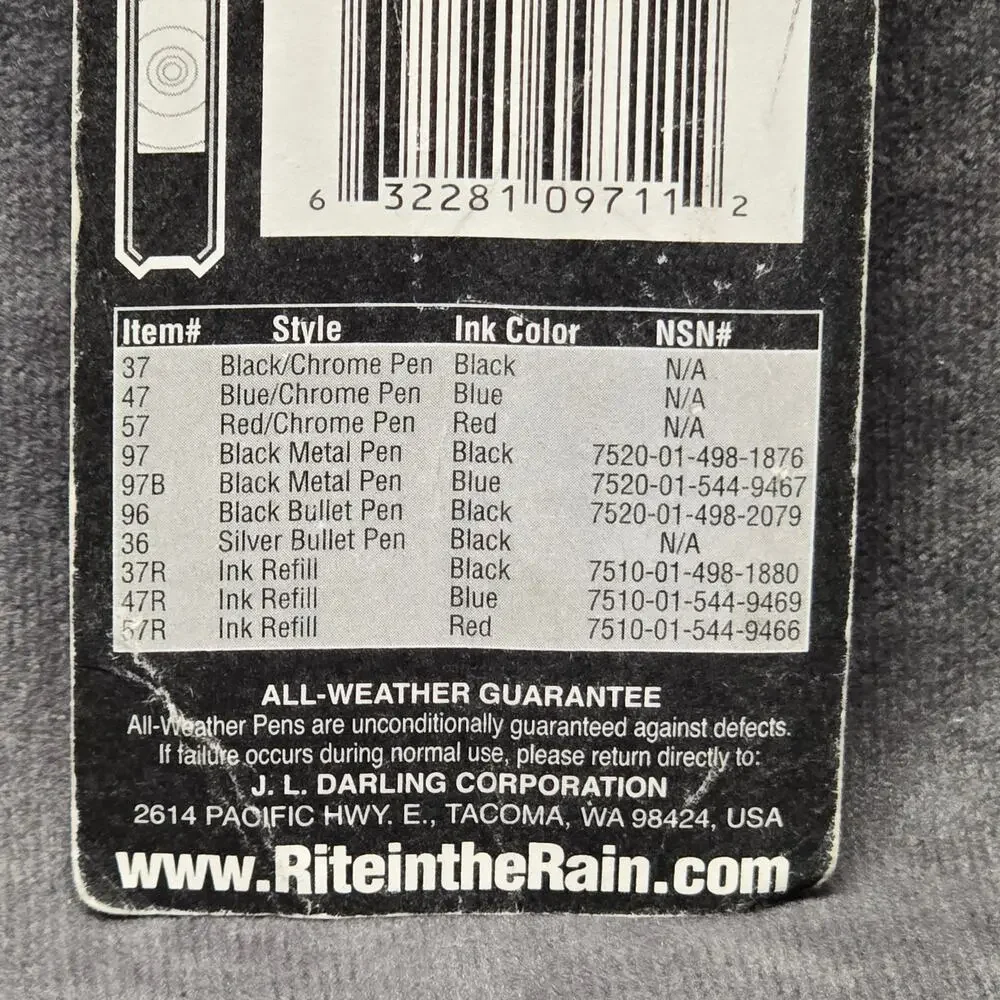 Rite in the Rain All-Weather Black Ink Writing Pen No. 97